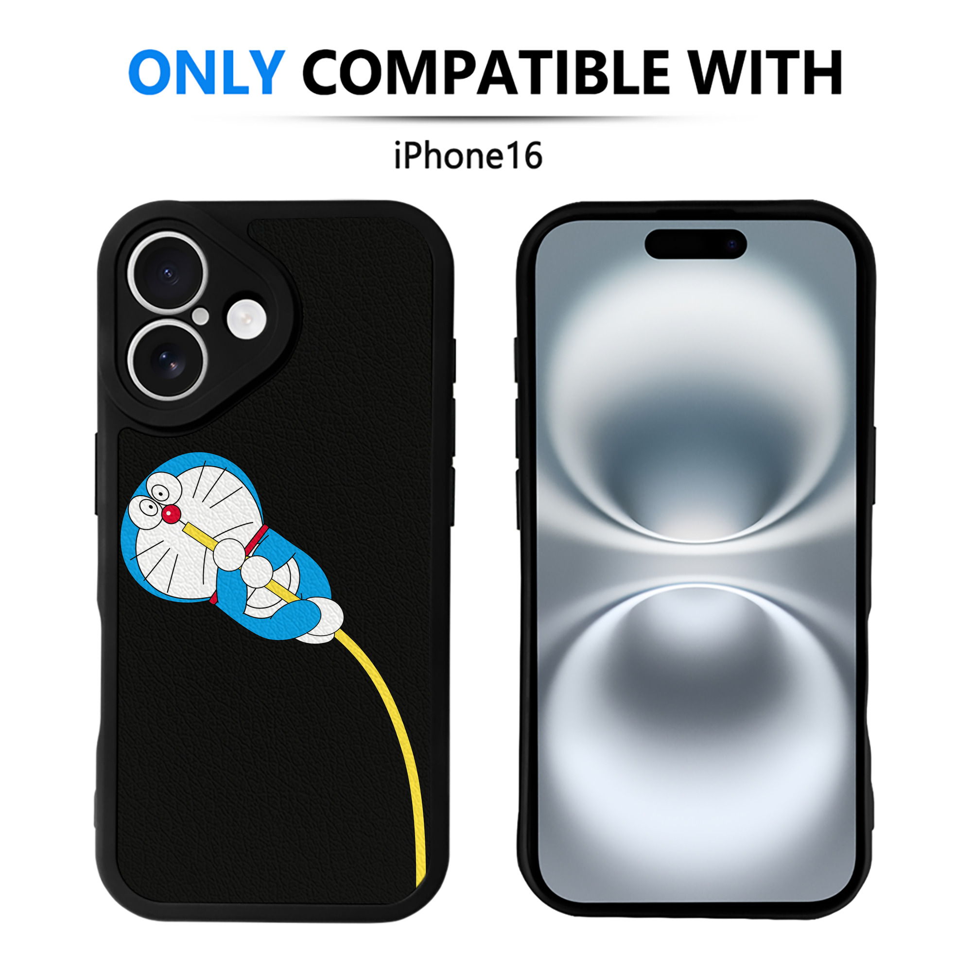（画像用） ドラえもん Doraemon 【iPhone 16シリーズ対応】シリコンスマホケース（レザー調） 材質：シリコン